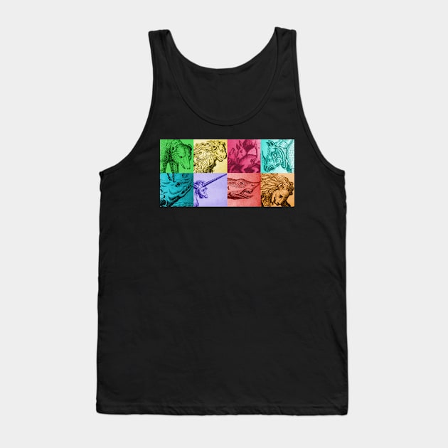 Animals engraving color patchwork Tank Top by chilangopride
